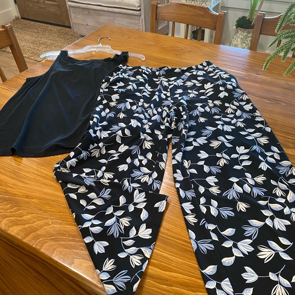 J. Jill Black and White Pantsuit Wide-Leg Design